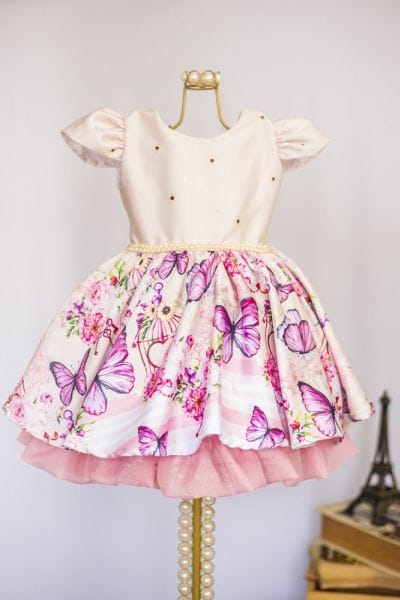 Vestido Infantil com Borboletas