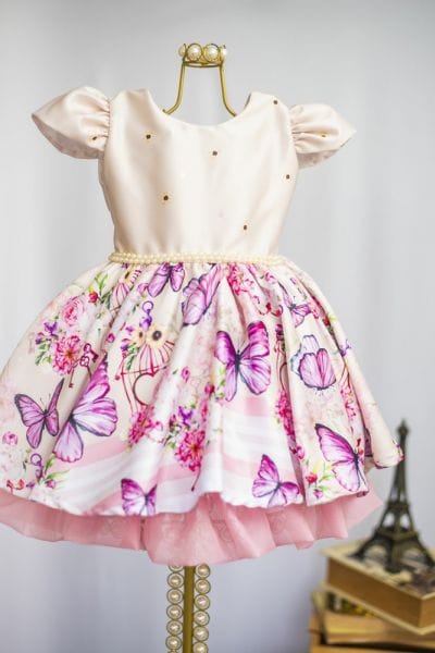 Vestido Infantil com Borboletas