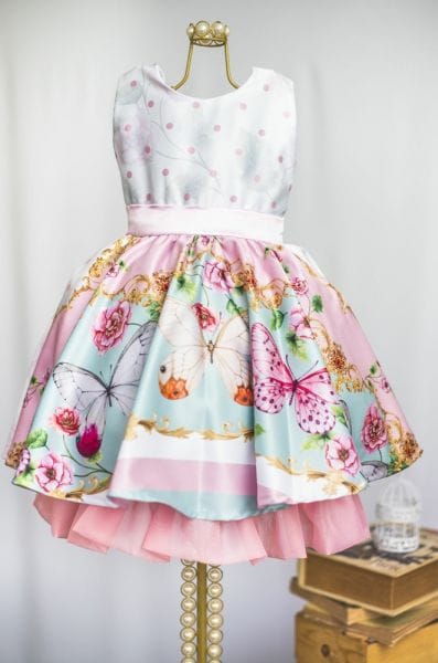 Vestido de festa Infantil com Borboletas