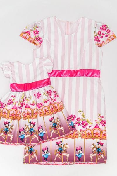 Vestido de Festa Minnie Rosa Mae e Filha