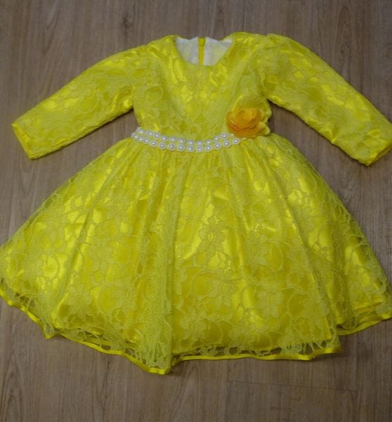 Vestido de festa infantil amarelo ouro