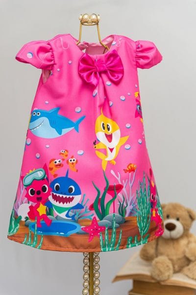 Vestido Trapzio BabyShark Rosa