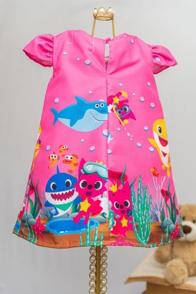 Vestido Trapzio BabyShark Rosa