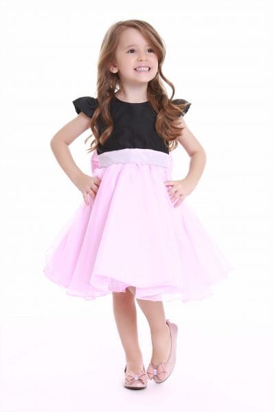 Vestido Infantil de Festa Preto e Rosa