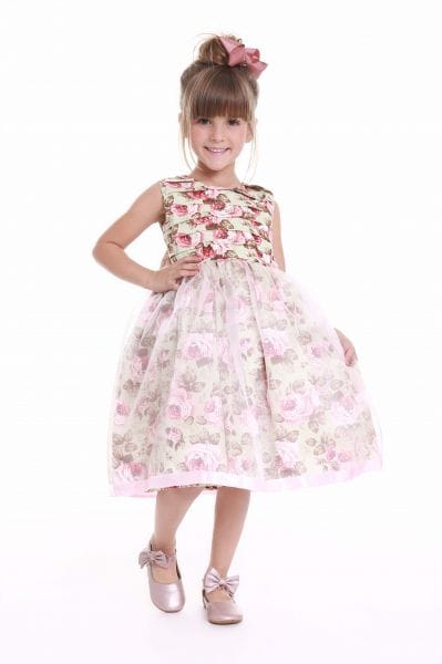 Vestido Floral Infantil Verde