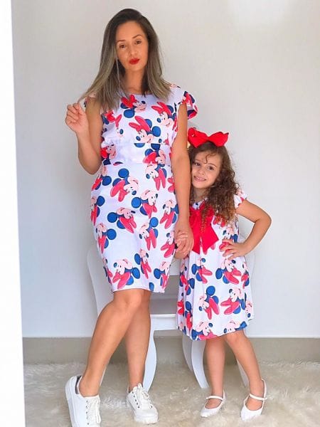 Vestidos da Minnie Vermelha Mae e Filha