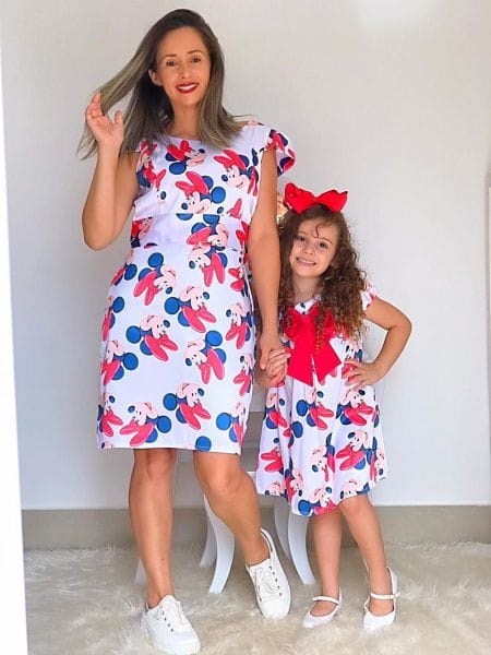 Vestidos da Minnie Vermelha Mae e Filha