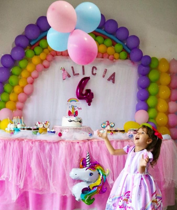 Vestido de Unicornio Infantil Para Aniversario