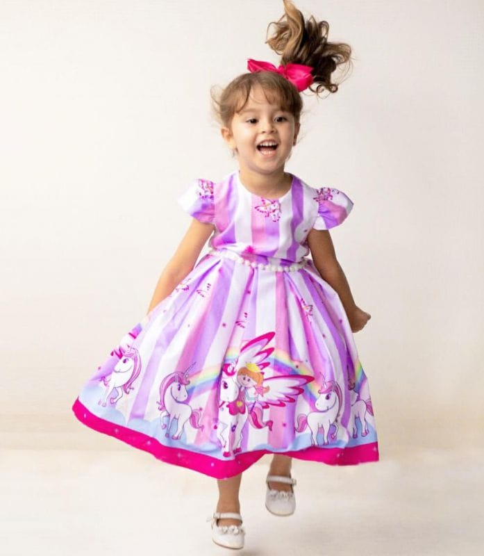 Vestido de Unicornio Infantil Para Aniversario