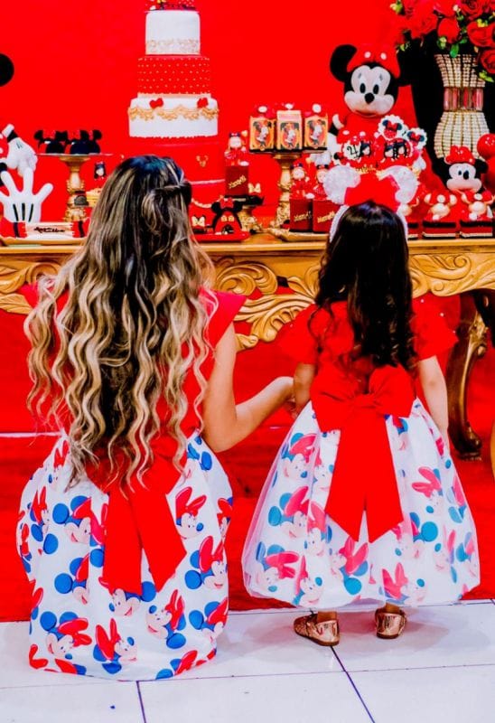 Vestidos Me e Filha Minnie Vermelha Super Luxo