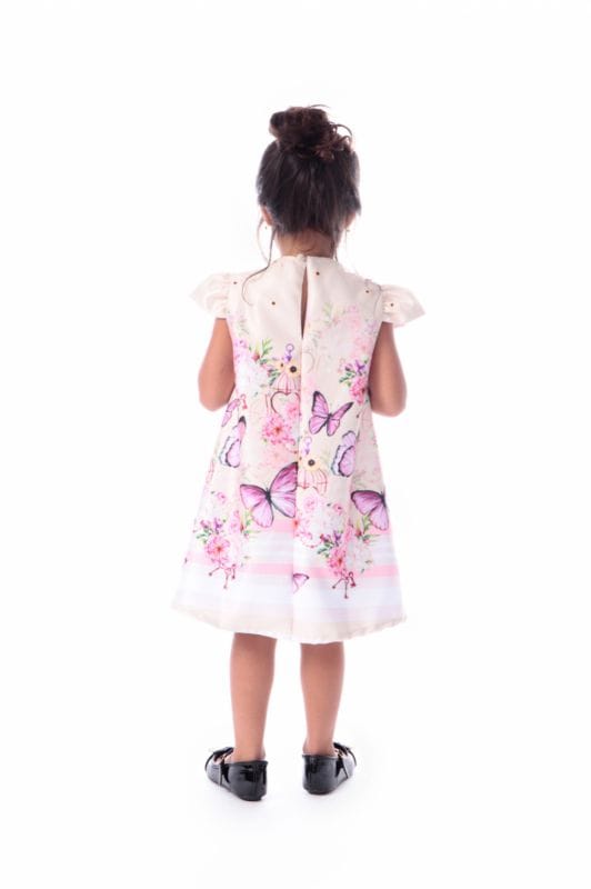 Vestido Infantil com Borboletas Trapzio