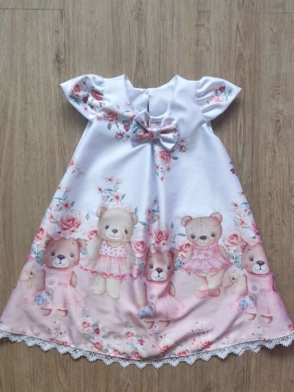 Vestido Infantil Ursinhos Trapezio