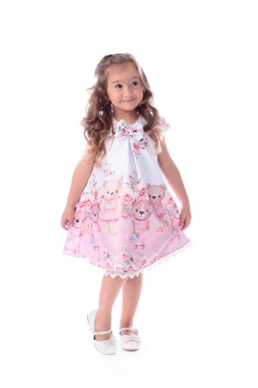 Vestido Infantil Ursinhos Trapezio