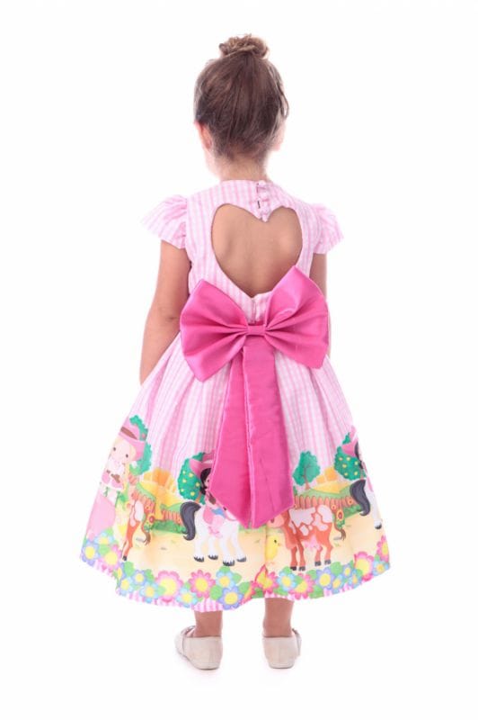 Vestido Tema Fazendinha Rosa