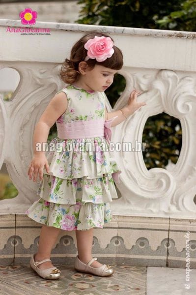 Vestido Infantil Floral com Babados