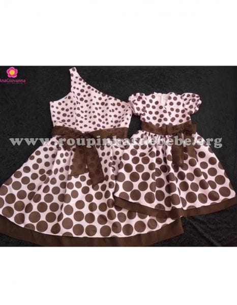 Vestidos Me e Filha Rosa e Marrom para festa infantil