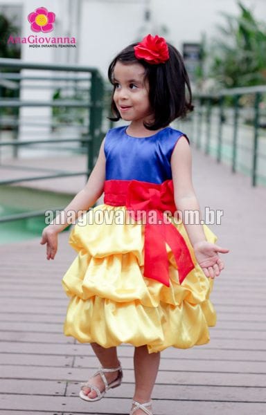 Vestido Infantil Branca de Neve Festa Feminina