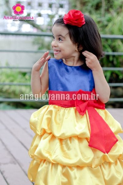 Vestido Infantil Branca de Neve Festa Feminina