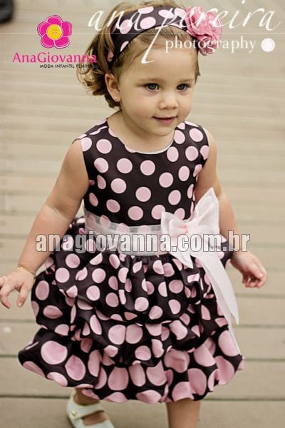 Vestido Marrom e Rosa Infantil Balon