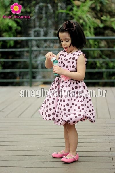 Vestido Infantil Rosa com Marrom Baby