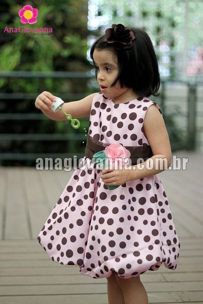 Vestido Infantil Rosa com Marrom Baby