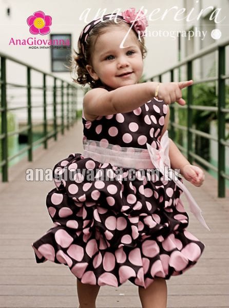 Vestido Marrom e Rosa Infantil Balon