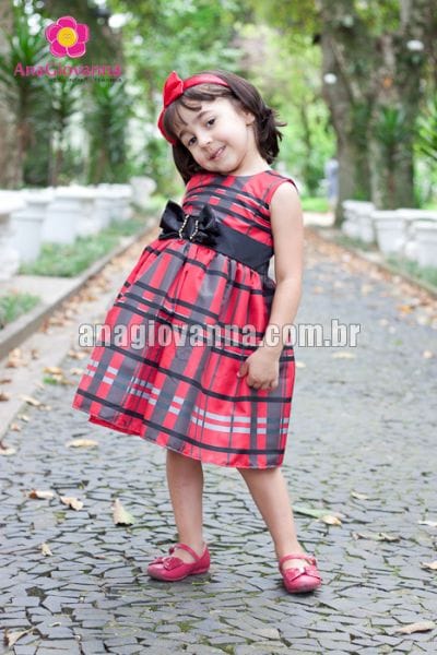 Vestido infantil xadrez vermelho