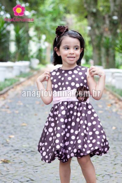 Vestido marrom e rosa balon baby