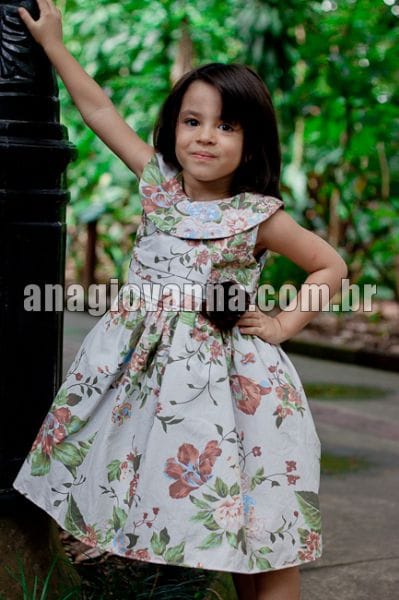 Vestido Festa Floral Marrom Infantil