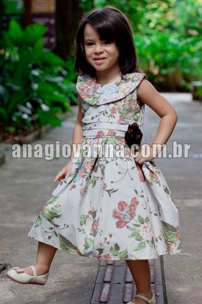 Vestido Festa Floral Marrom Infantil