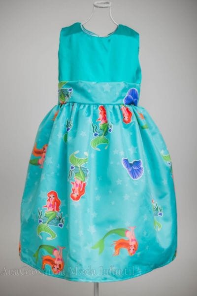 Vestido Pequena Sereia para festa infantil