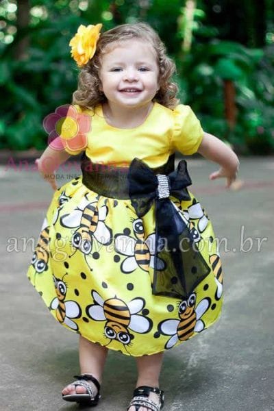 Vestido fashion abelhinha infantil