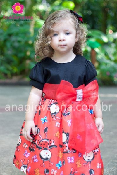 Vestido Joaninha infantil para festa