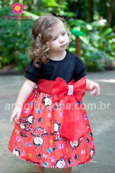 Vestido Joaninha infantil para festa