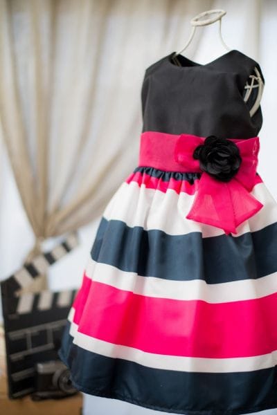 Vestido para festa infantil listrado