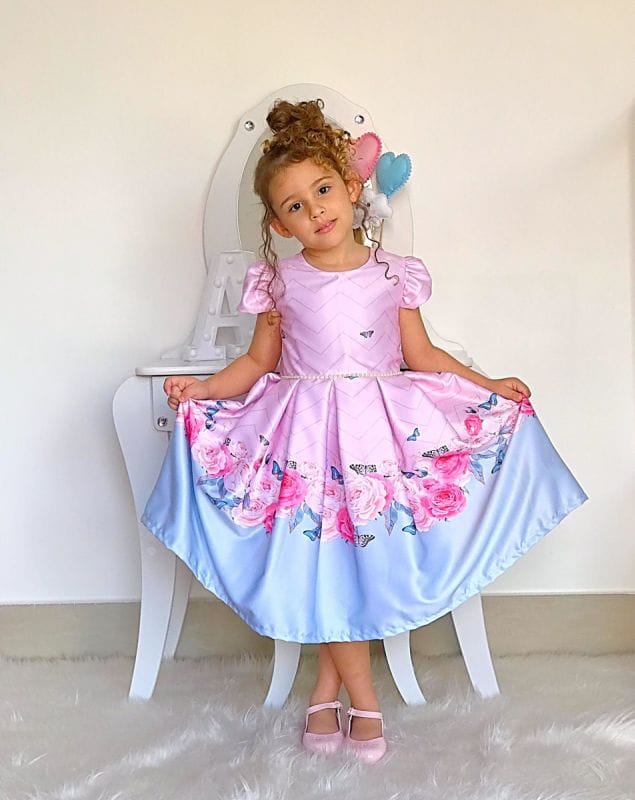 Vestido para Festa Infantil Rosa Floral