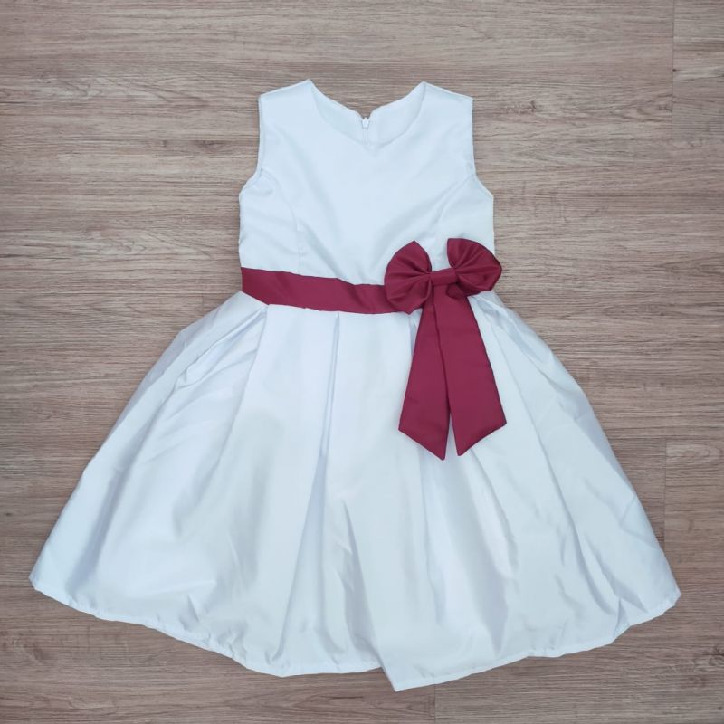 Vestido de Dama de Honra Branco com Marsala