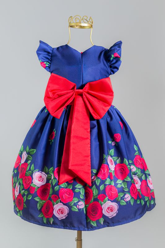 Vestido Floral Azul Marinho Infantil