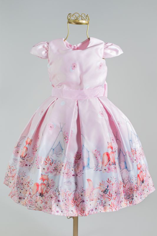 Vestido Infantil Bosque Encantado Rosa