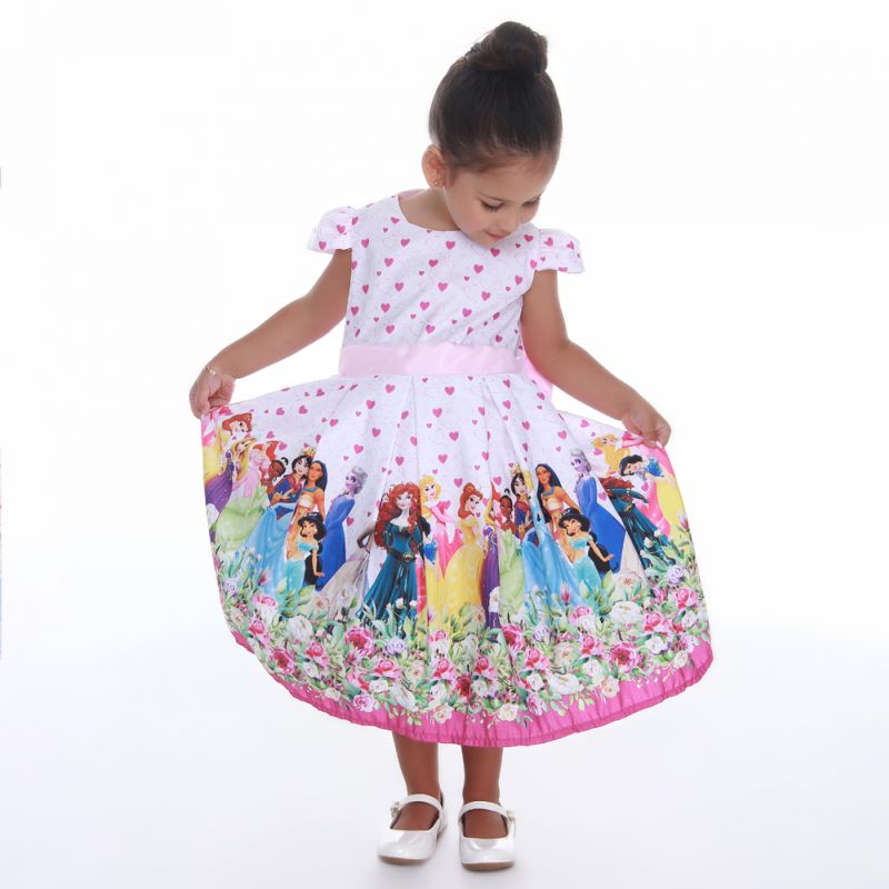 Vestido Das Princesas da Disney Infantil Rosa