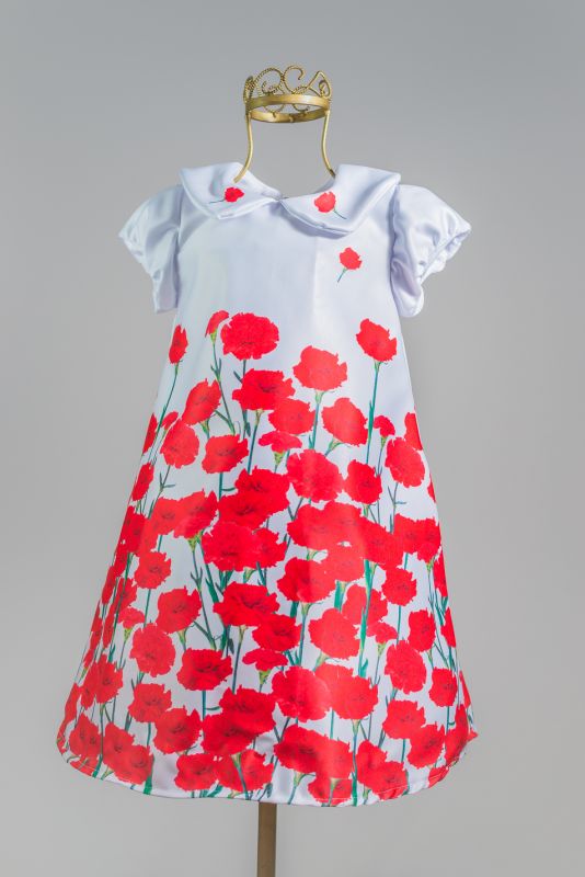 Vestido Infantil de Festa Floral Trapezio