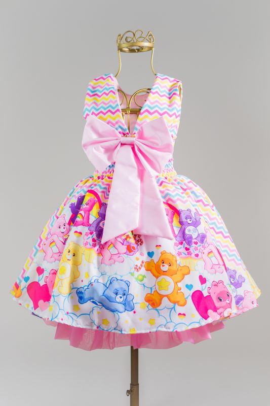 Vestido Infantil Tema Ursinhos Carinhosos