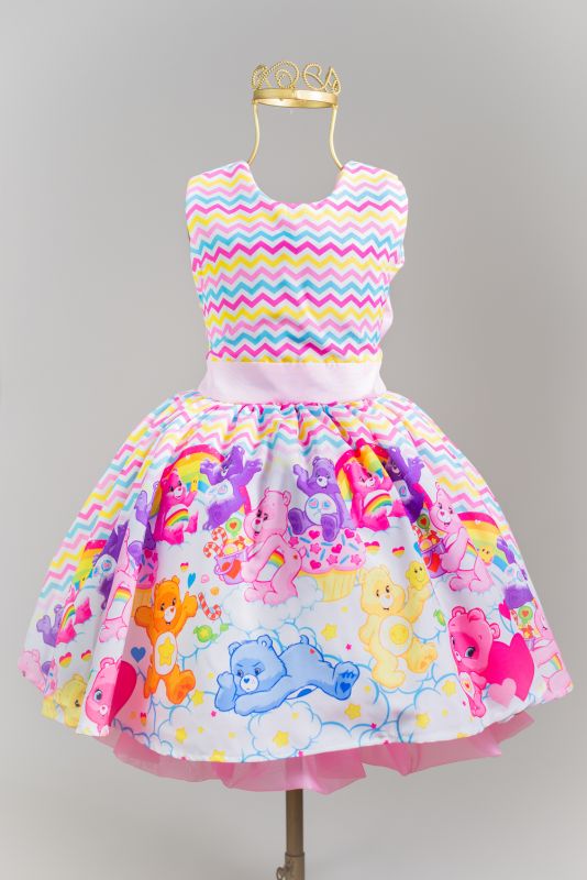 Vestido Infantil Tema Ursinhos Carinhosos