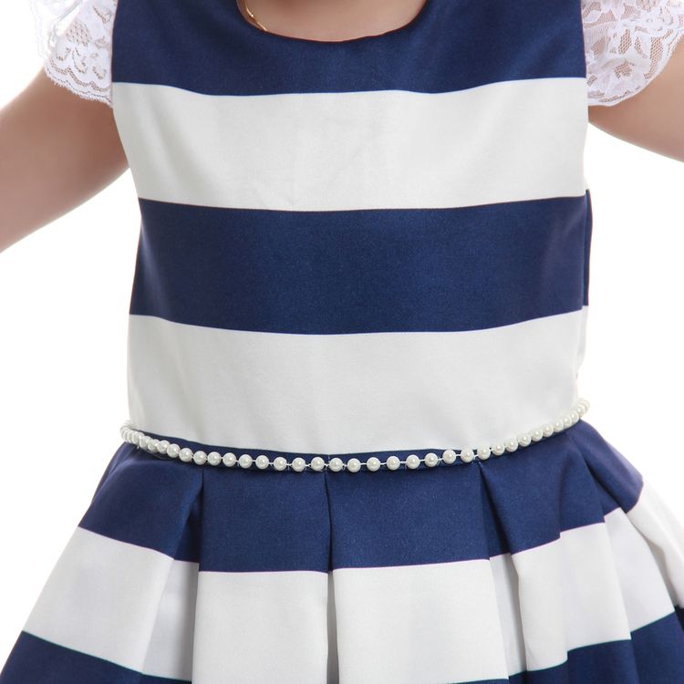 Vestido Infantil de Princesa Daminha Azul e Branco