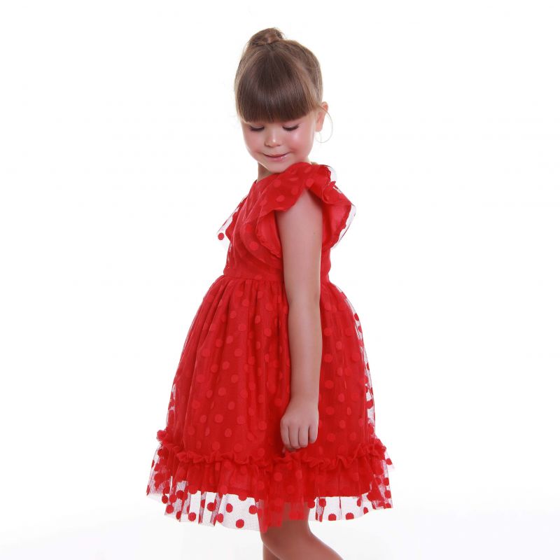 Vestido Infantil de Festa Tule Po Vermelho