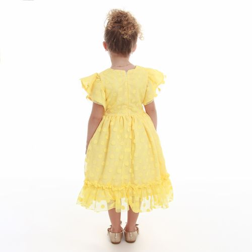 Vestido Infantil Tule Po Amarelo