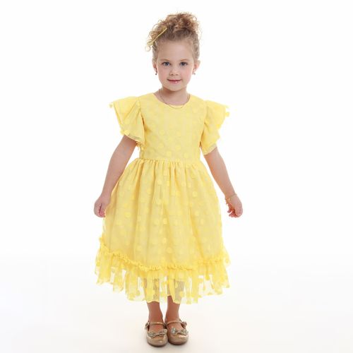 Vestido Infantil Tule Po Amarelo