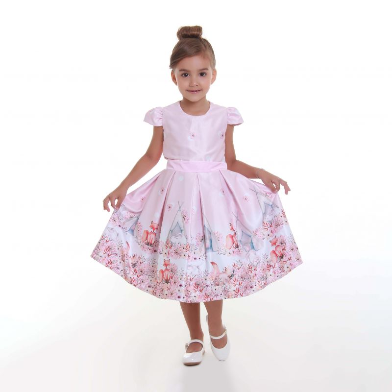 Vestido Infantil Bosque Encantado Rosa