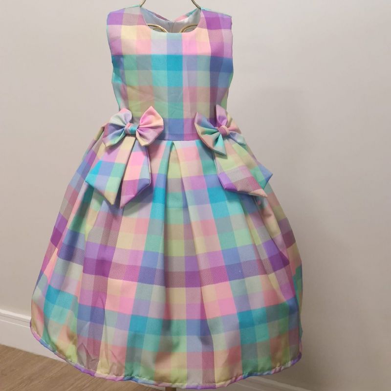 Vestido Infantil Quadriculado Candy Colors