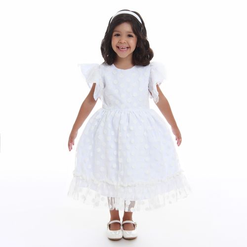 Vestido Infantil Tule Po Branco